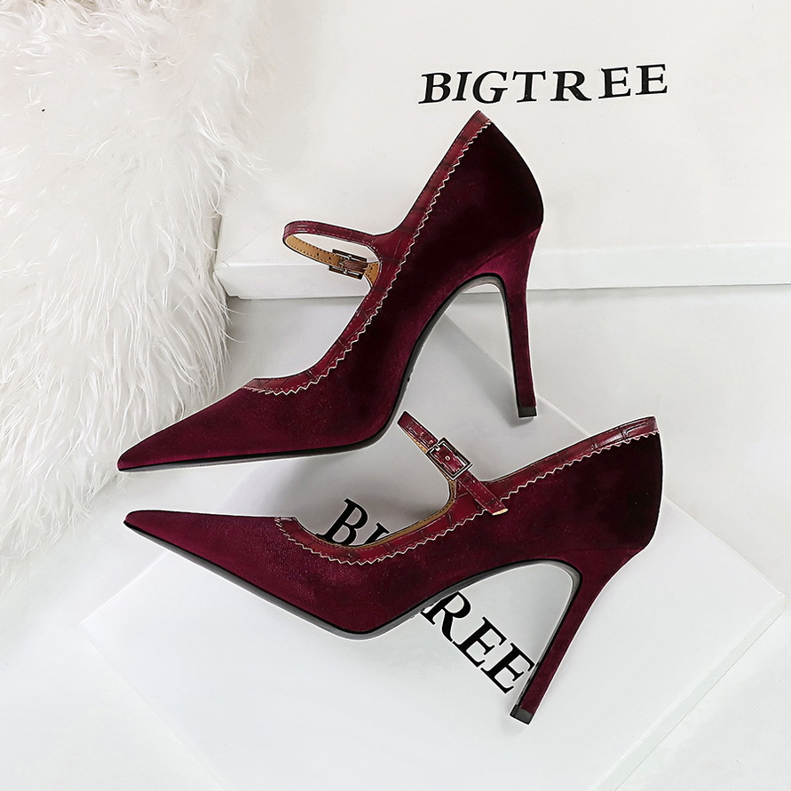 Women Shoes Size 7 - รองเท้าส้นสูงแฟชั่นสตรีสีผสมย้อนยุค Mary Jane รองเท้าส้นเข็มสีแดงสีดำชุดกระโปรงทำงานออฟฟิศรองเท้าผู้หญิง2024