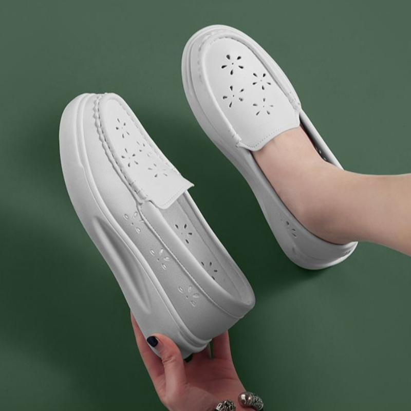 Women'S Shoes For Standing All Day - รองเท้าพยาบาลพื้นหนาสำหรับผู้หญิง ระบายอากาศได้ดี มีรูระบายอากาศ รองเท้าผ้าใบทำงาน กันลื่น สวมใส่สบาย