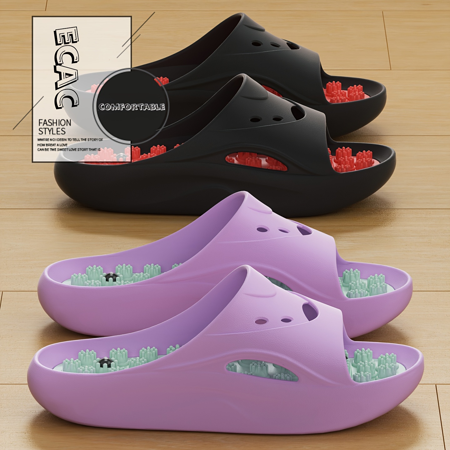 Women'S Shoes To Men'S - รองเท้าแตะนวด EVA สำหรับผู้หญิงและผู้ชาย พื้นหนา กันลื่น ใส่ในห้องน้ำ