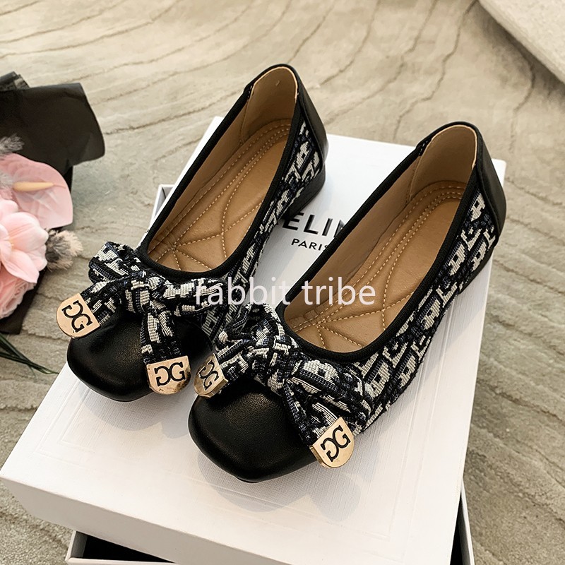 Women'S Shoes To Men'S - รองเท้าส้นเตี้ยแบบสวมสบายสไตล์ฝรั่งเศสสำหรับผู้หญิง ดีไซน์เซ็กซี่ หัวเหลี่ยม แต่งลายปัก เหมาะกับกระโปรง ส้นเตี้ยเล็กน้อย