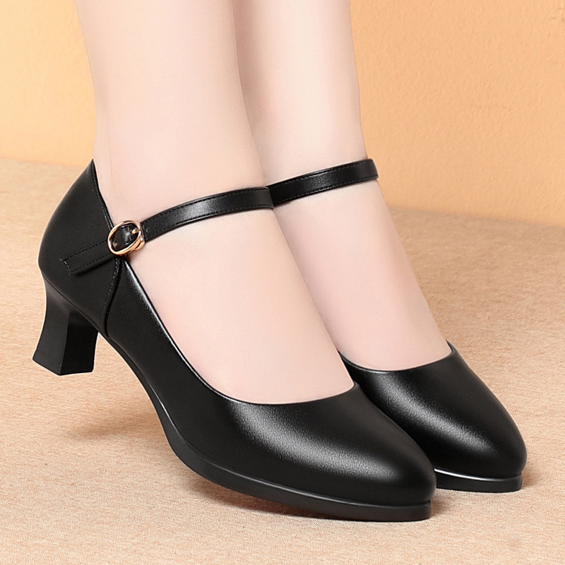 Women'S Shoes For Standing All Day - 5 ซม.ส้น Flight Attendant รองเท้าทํางานผู้หญิงสีดํานุ่มสบายปั๊มลื่นรองเท้าสําหรับยืน All
