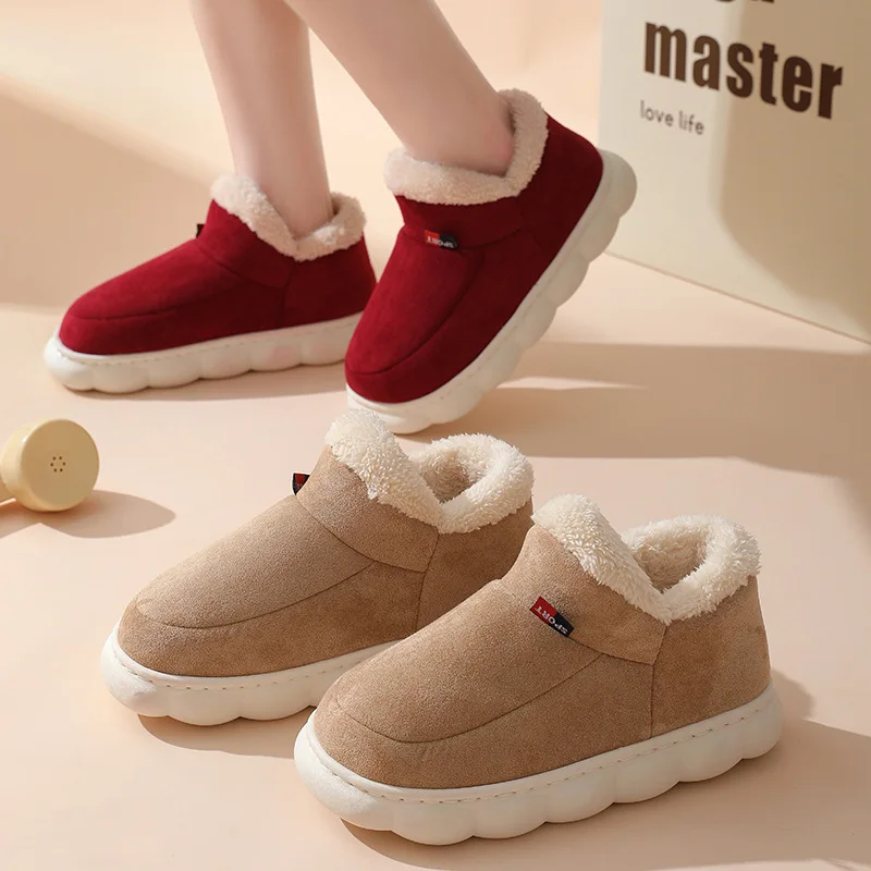 Women'S Shoes To Men'S - รองเท้าลำลองใส่ในบ้านสำหรับฤดูหนาว ปี 2025 รองเท้าผู้หญิง รองเท้าผ้าฝ้ายอุ่นสำหรับใส่กลางแจ้ง รองเท้าผู้หญิงแบบสวมในบ้านบุขนนุ่ม