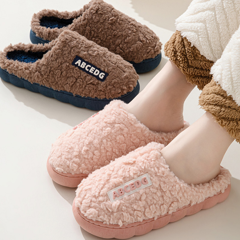 Women'S Shoes To Men'S - รองเท้าแตะคู่รักกันลื่นสำหรับฤดูหนาว ใส่ในบ้าน สำหรับผู้ชายและผู้หญิง รองเท้าสลิปเปอร์อุ่นๆ รองเท้าลำลองใส่ในห้องนอน นุ่มสบาย