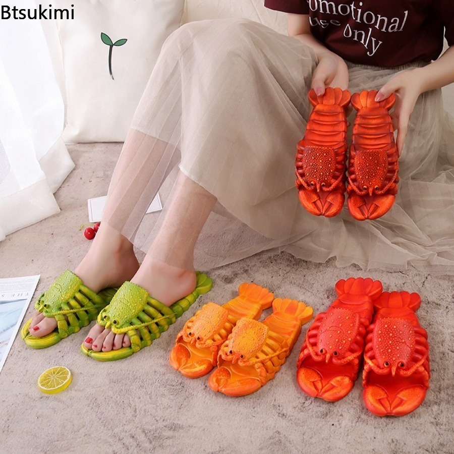 Women'S Shoes To Men'S - รองเท้าแตะลายการ์ตูนกุ้งมังกรสุดเท่ รุ่นใหม่ประจำปี 2026 สำหรับฤดูร้อน พื้นนุ่มทำจาก PVC