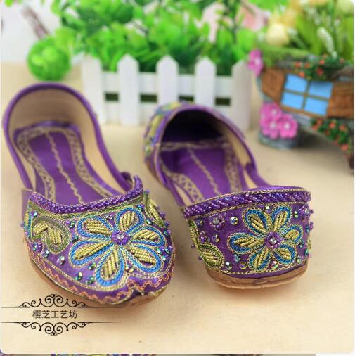 Women'S Shoes In Pakistan - ปากีสถานผู้หญิงรองเท้าแบนปักฤดูใบไม้ผลิเนปาลเต้นรําพื้นบ้าน
