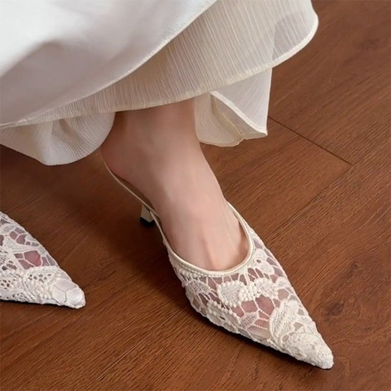 รองเท้าส้นสูงแบบสวมปลายแหลมสำห - Women Shoes Size 7 บทวิจารณ์และราคา