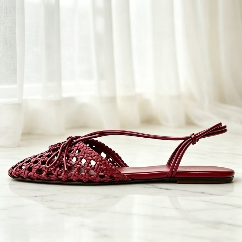 รองเท้าแตะส้นแบนลายผีเสื้อเบอร - Women'S Shoes Burgundy บทวิจารณ์และราคา