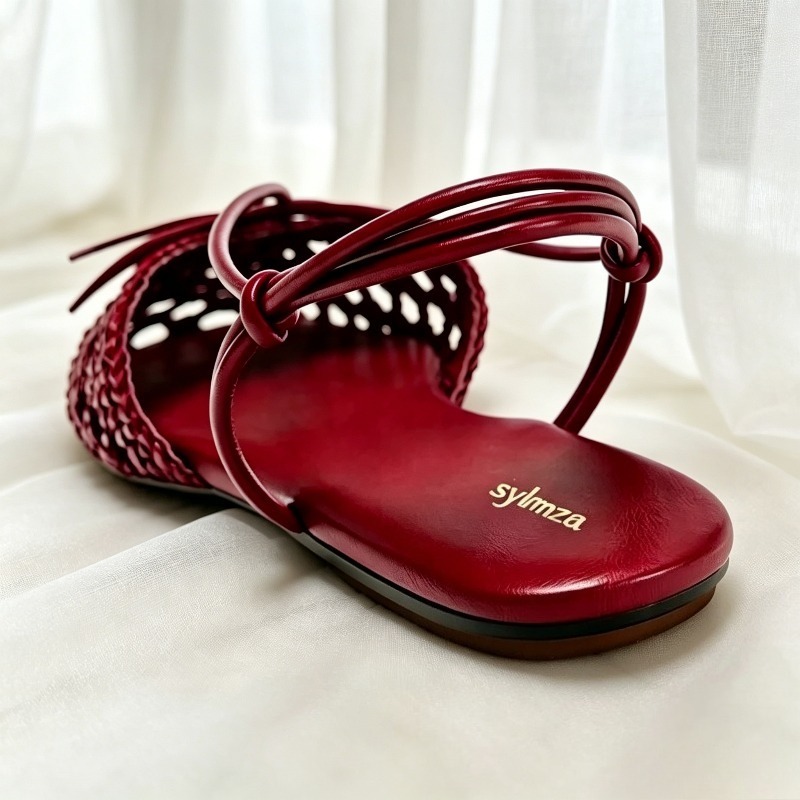 รองเท้าแตะส้นแบนลายผีเสื้อเบอร - Women'S Shoes Burgundy บทวิจารณ์และราคา