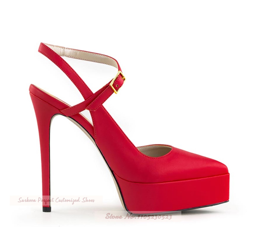 รองเท้าส้นสูงแบบแพลตฟอร์มปลายแ - Women'S Shoes Burgundy บทวิจารณ์และราคา