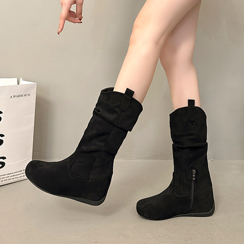 รองเท้าบูทผู้หญิงแบบสวม ส้นเตี - Women Shoes Size 7 บทวิจารณ์และราคา