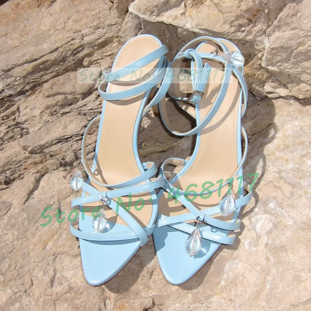Blue Cross Strap รองเท้าแตะจี้ - Clear Strap Heel บทวิจารณ์และราคา