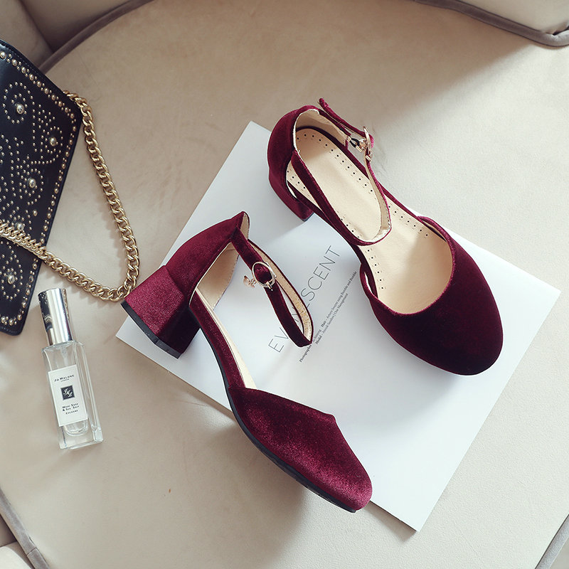 รองเท้าส้นเตี้ยแบบแมรี่เจน ผ้า - Women'S Shoes Burgundy บทวิจารณ์และราคา