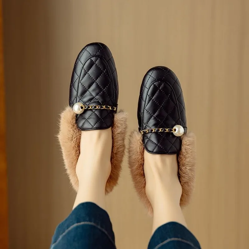 รองเท้าลำลองบุขนสัตว์สีดำน้ำตา - Women Shoes Mk บทวิจารณ์และราคา