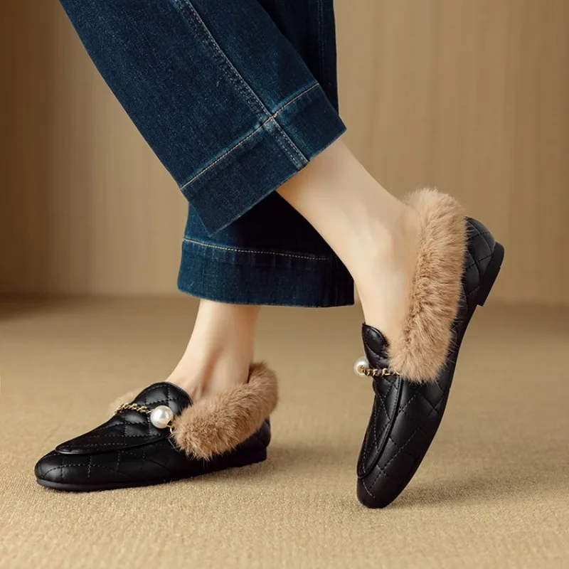 รองเท้าลำลองบุขนสัตว์สีดำน้ำตา - Women Shoes Mk บทวิจารณ์และราคา