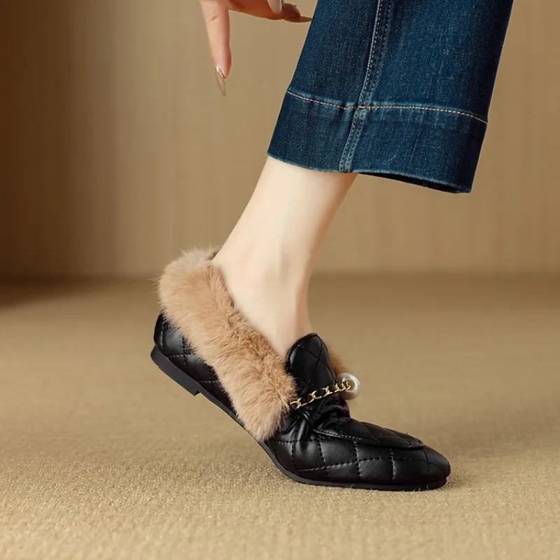 รองเท้าลำลองบุขนสัตว์สีดำน้ำตา - Women Shoes Mk บทวิจารณ์และราคา