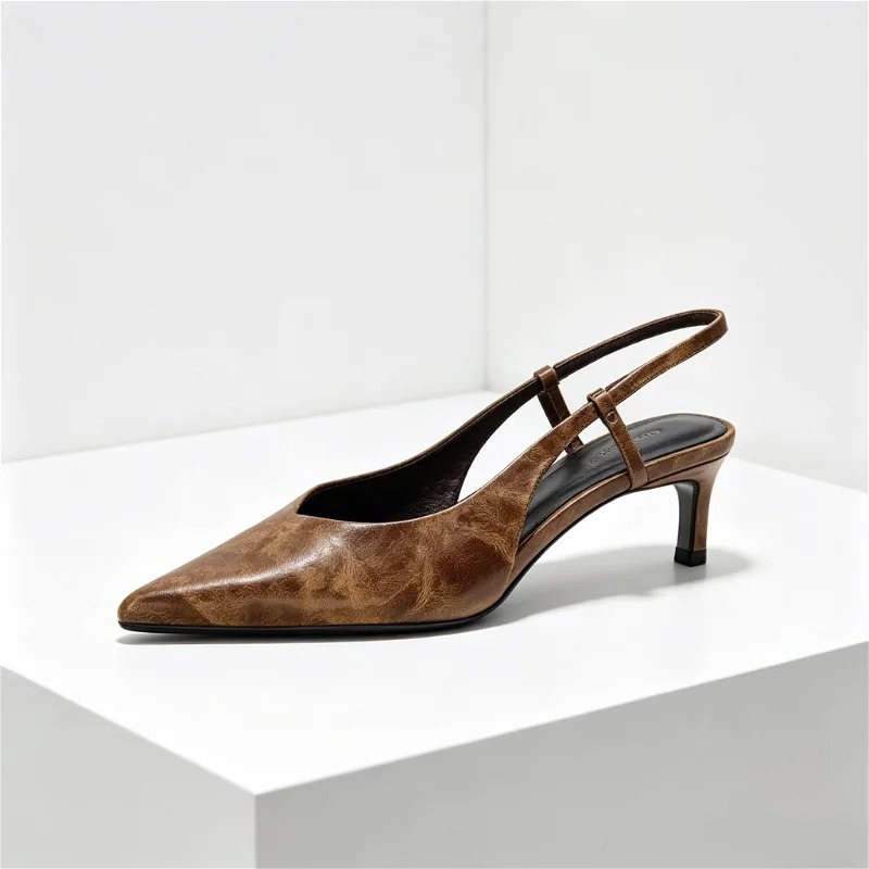 รองเท้าส้นสูงแบบมีสายรัดส้น ดี - Women Shoes Brown Colour บทวิจารณ์และราคา